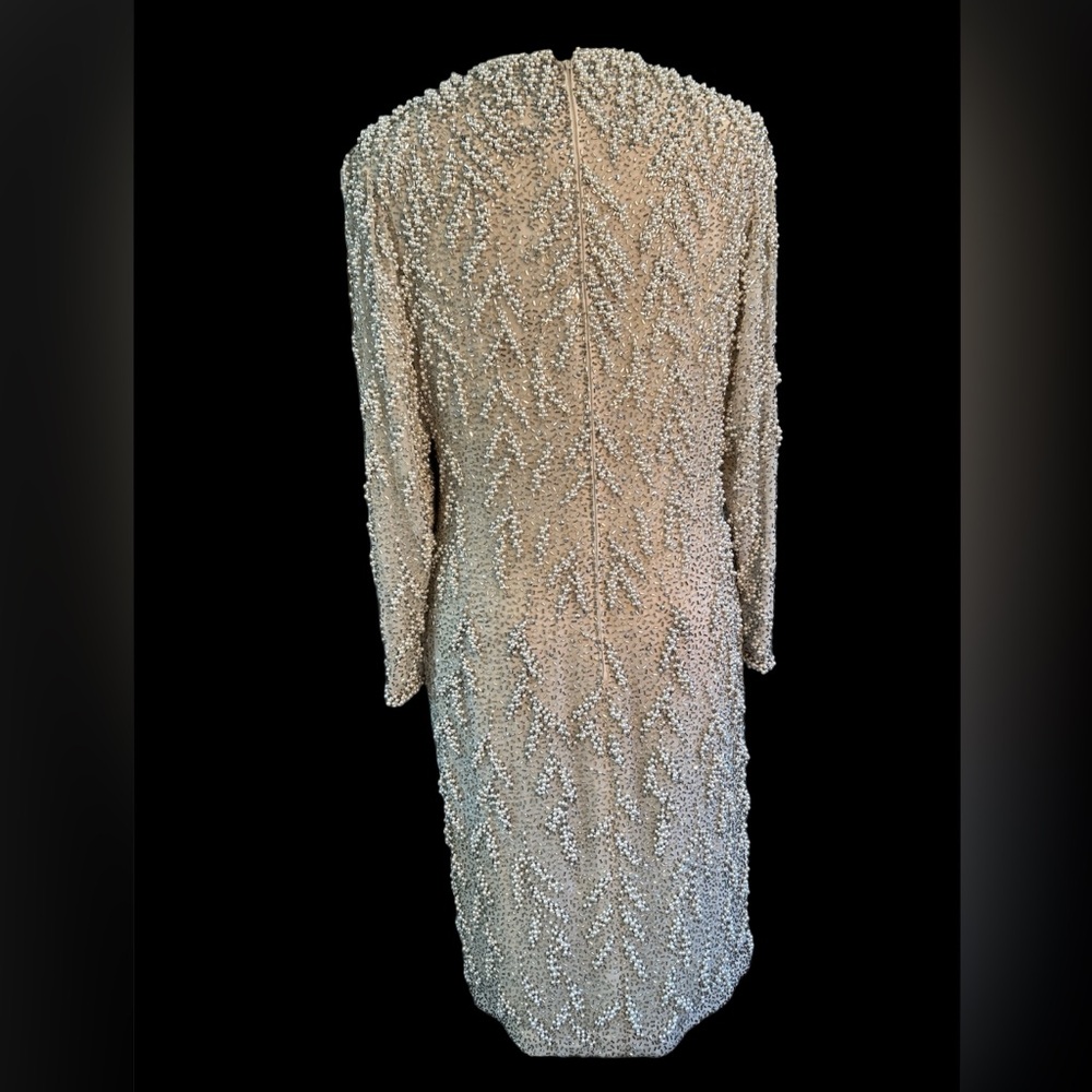 Vintage Amen Wardy silk beaded pearl dress - Picture 3 of 13